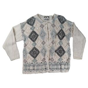 Vintage Tiara International L Cardigan Sweater Beaded Embroidered Holiday FLAWS*